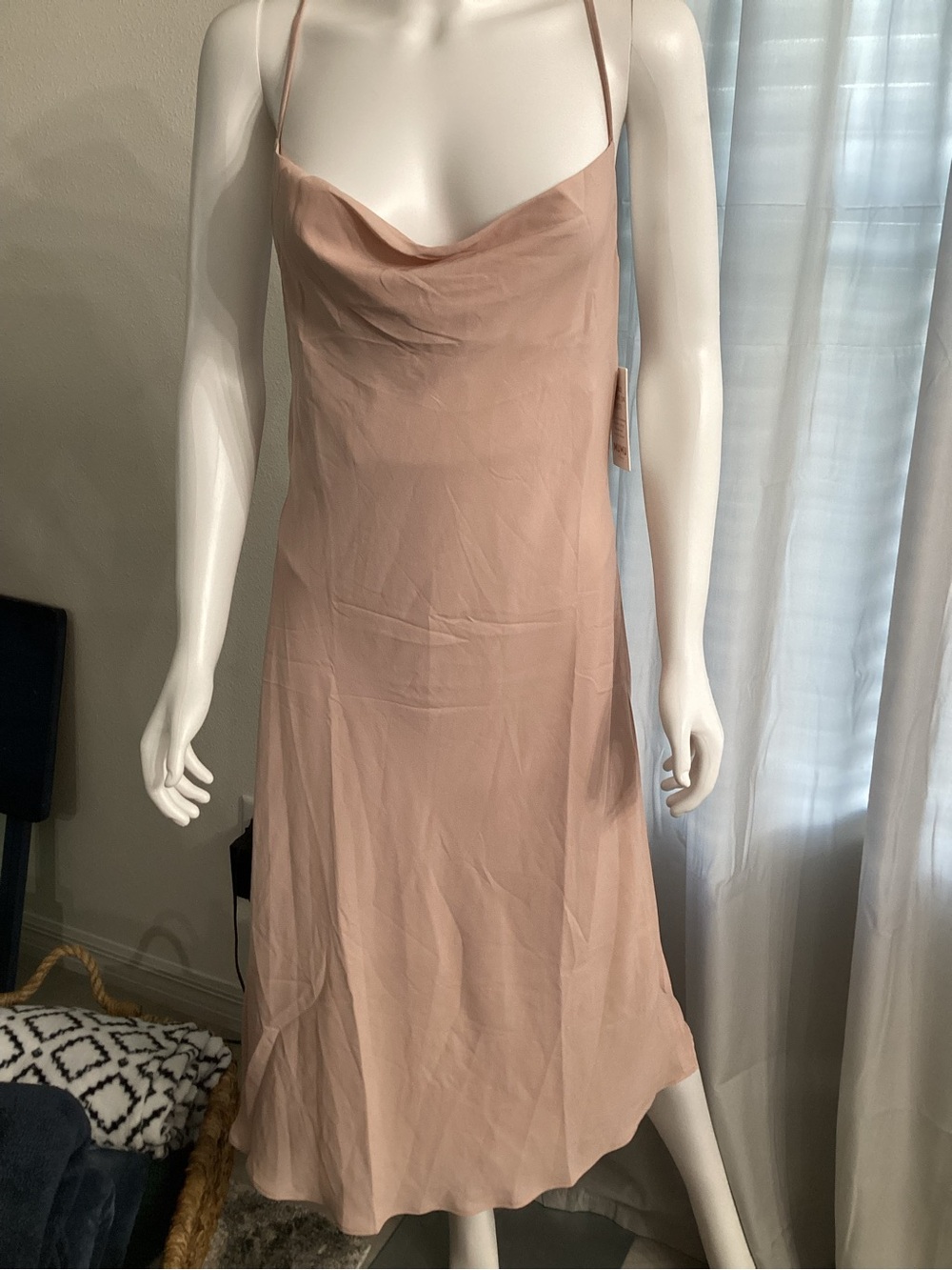 Show Me Your Mumu Verona Cowl Slip Dress Pink Blush Satin Maxi S NWT